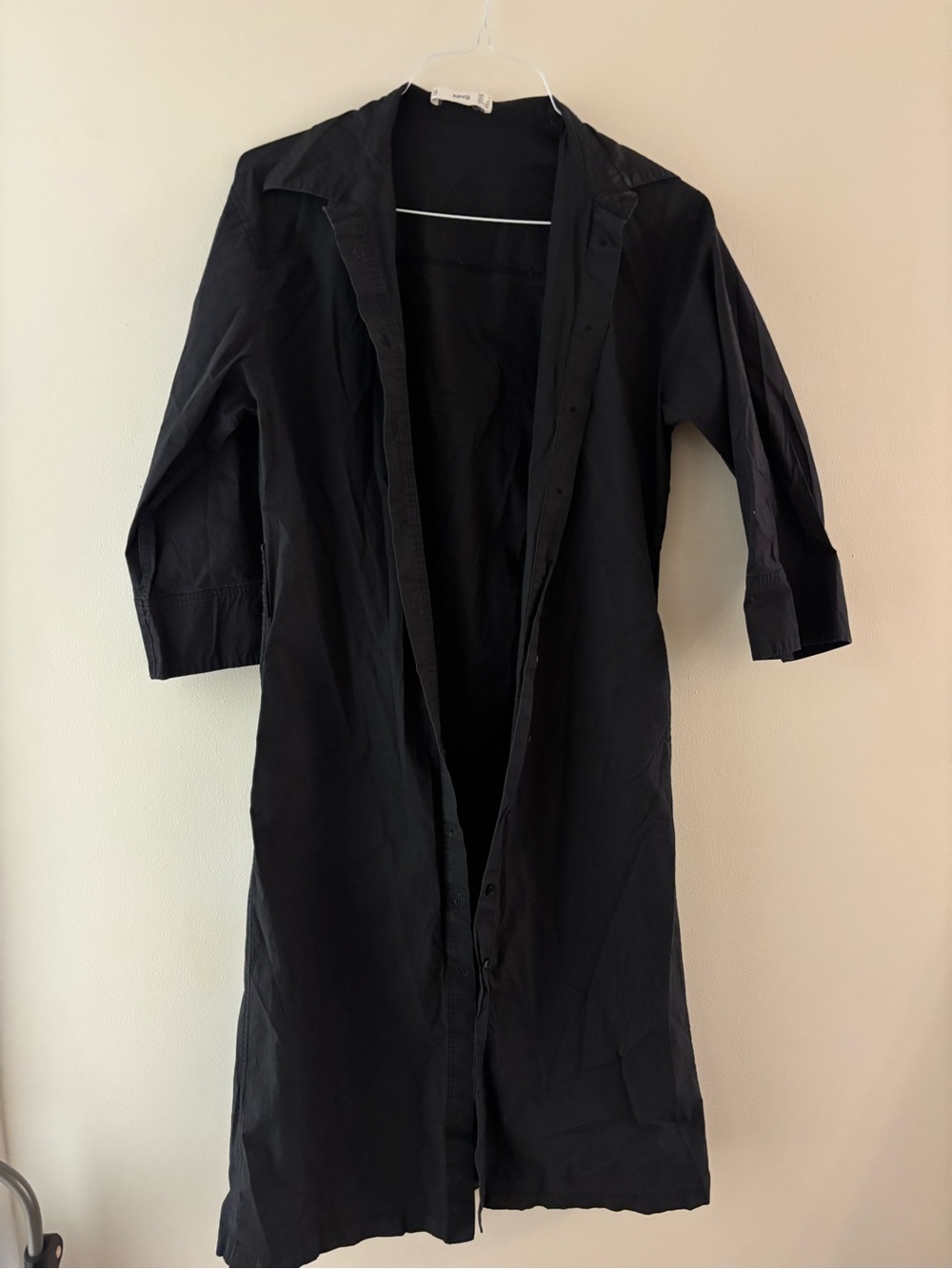 Mango Black Long Button Up Shirt Dress